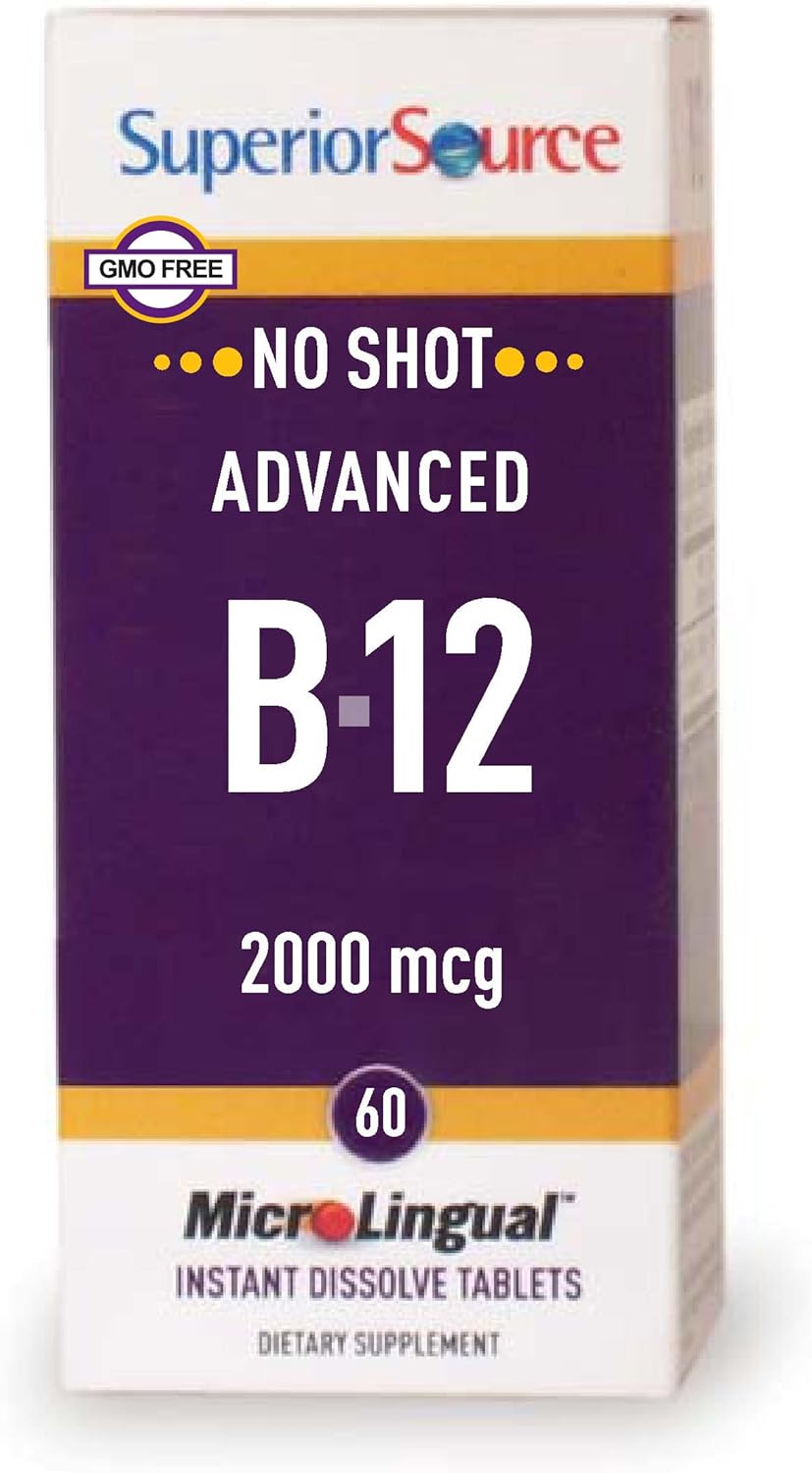 Superior Source No Shot Advanced B12 Vitamins Tablet, 2000 mcg, 60 Count