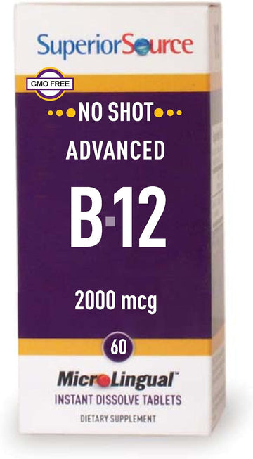 Superior Source No Shot Advanced B12 Vitamins Tablet, 2000 mcg, 60 Count