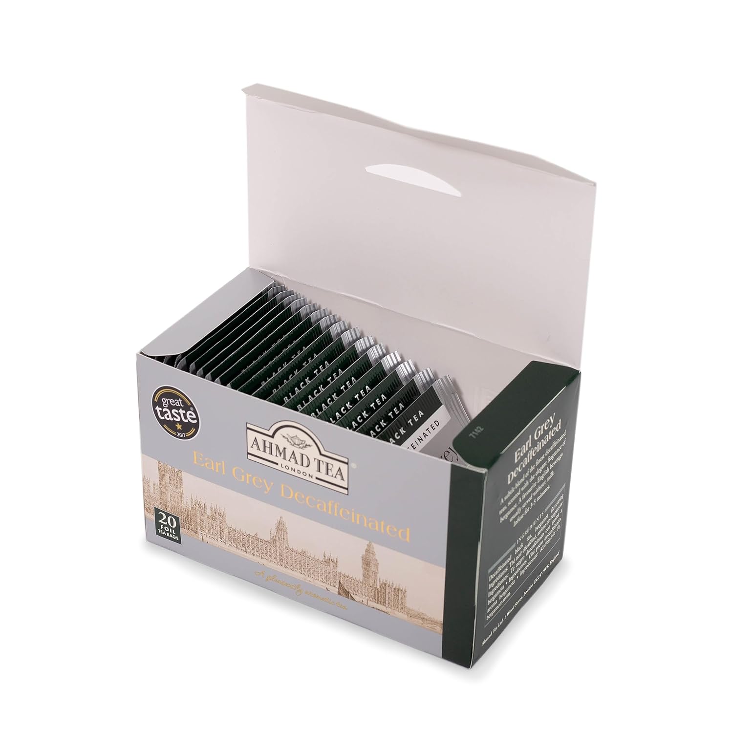 Ahmad Tea Black Tea, Decaffeinated Earl Grey Teabags, 20 Ct (Pack Of 6) - Caffeinated & Sugar-Free