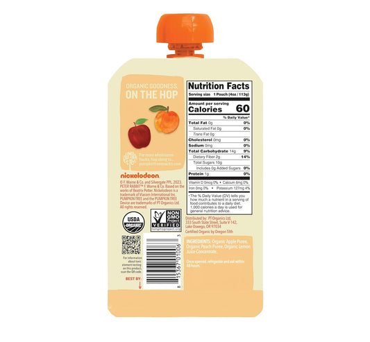 Pumpkin Tree Peter Rabbit Organics Apple And Peach, Fruit Snack Squeeze Pouch, 4 Ounce (Pack Of 10)