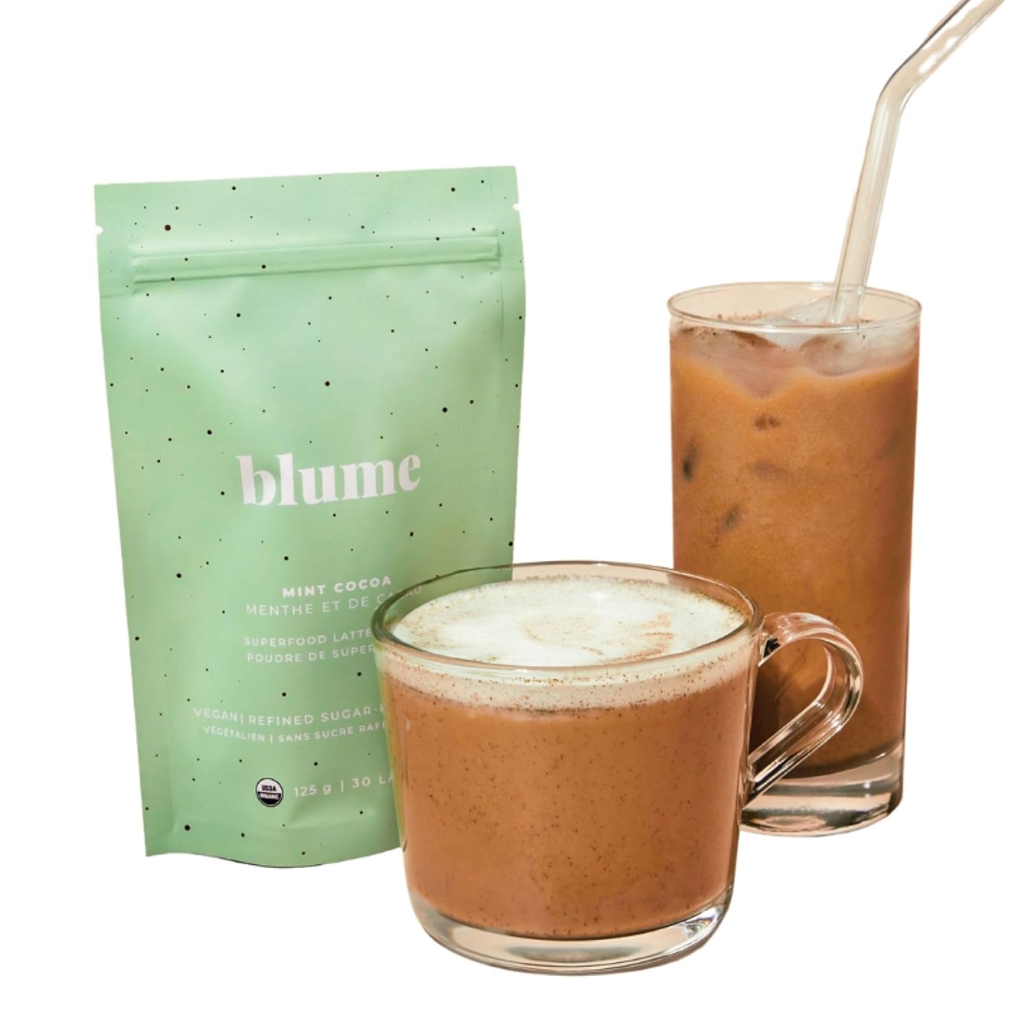 Blume Peppermint Cacao Blend - Superfoods Latte With Brain Boosting Adaptogen Organic Cacao - Keto Friendly & Vegan Hot Chocolate - 30 Servings
