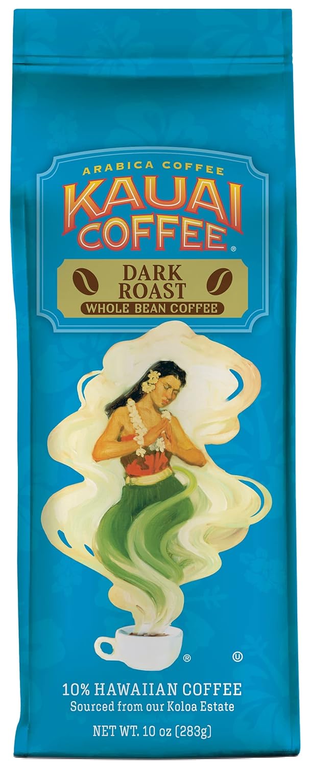 Kauai Coffee Koloa Estate Dark Roast - Whole Bean Coffee, 10 oz Package