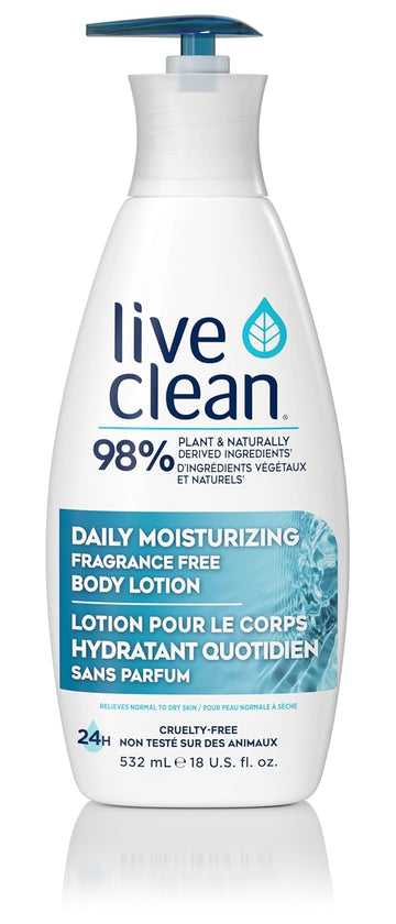 Live Clean Daily Moisturizing Body Lotion, Fragrance Free, 18 Fl Oz