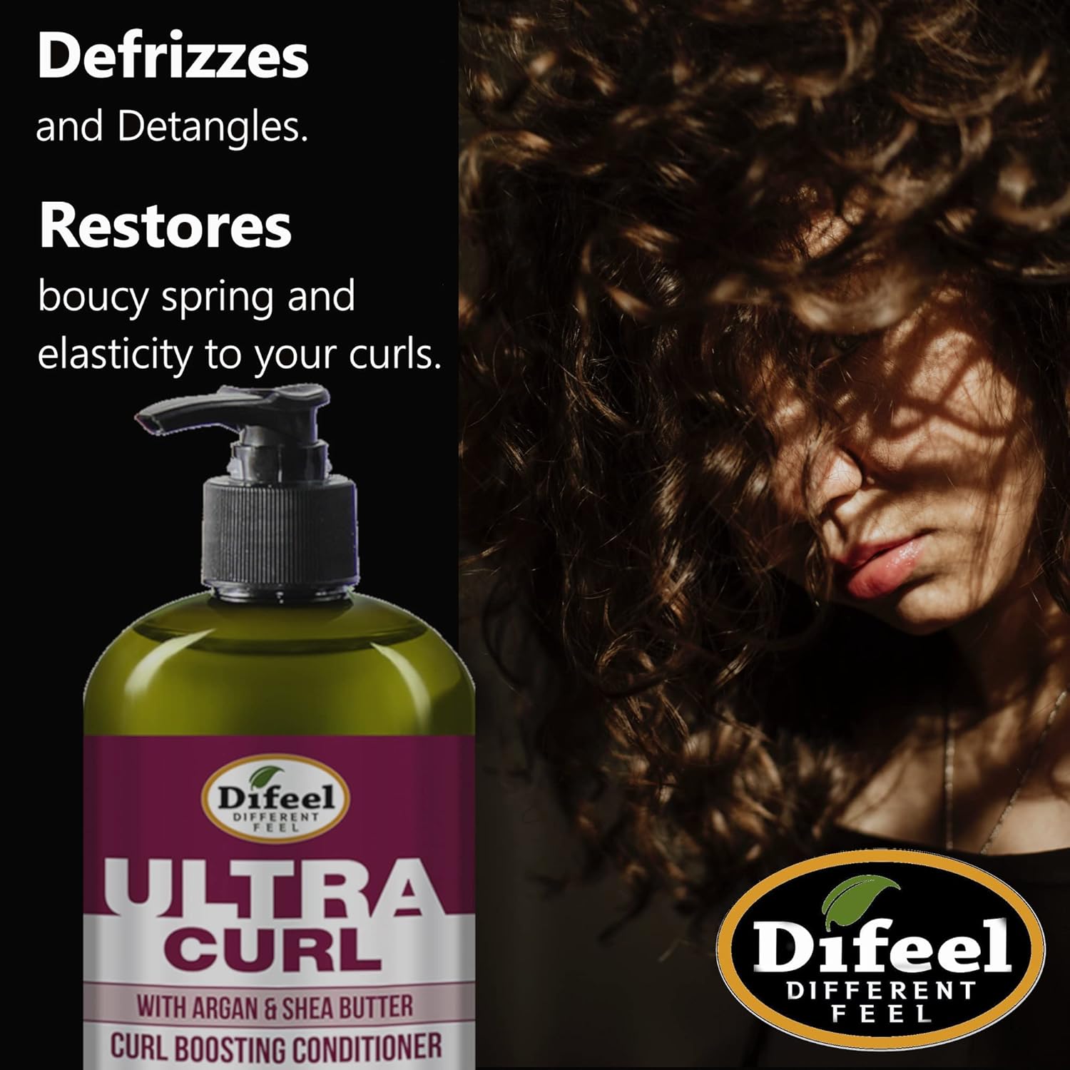 Difeel Ultra Curl with Argan & Shea Butter - Curl Boosting Conditioner 33.8 oz. : Beauty & Personal Care