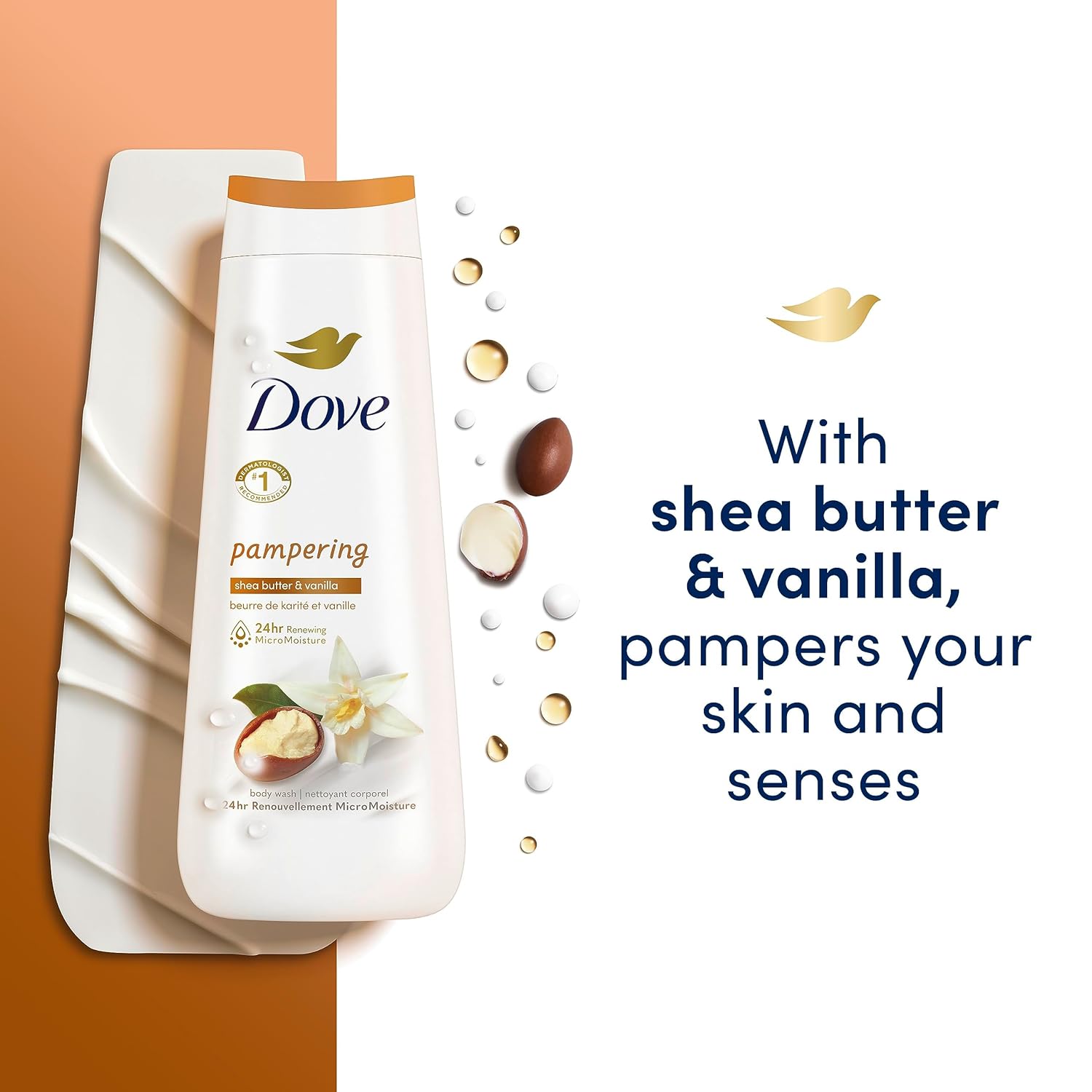 Dove Body Wash Deep Moisture, Sensitive Skin, Cucumber and Green Tea, and Shea Butter & Vanilla Collection 4 Count Skin Cleanser with 24hr Renewing MicroMoisture 20 oz : Beauty & Personal Care