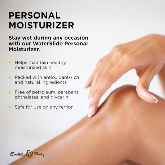 Earthly Body Waterslide, 8 Fl. Oz. - Personal Moisturizer - 100% Natural, Water-Based Formula - Vegan & Cruelty Free