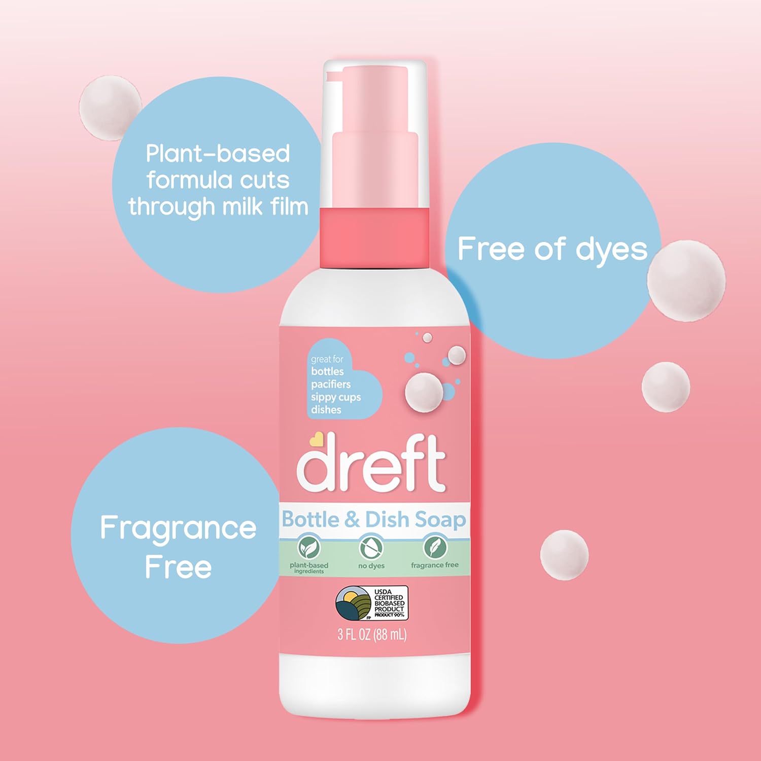 Dreft Bottle and Dish Soap Baby Gift Bundle, Plus Travel Size Dreft Stain Remover & All Purpose Cleaner Spray, Plant-Based Ingredients & Fragrance Free Formula, 4 Piece Set : Health & Household