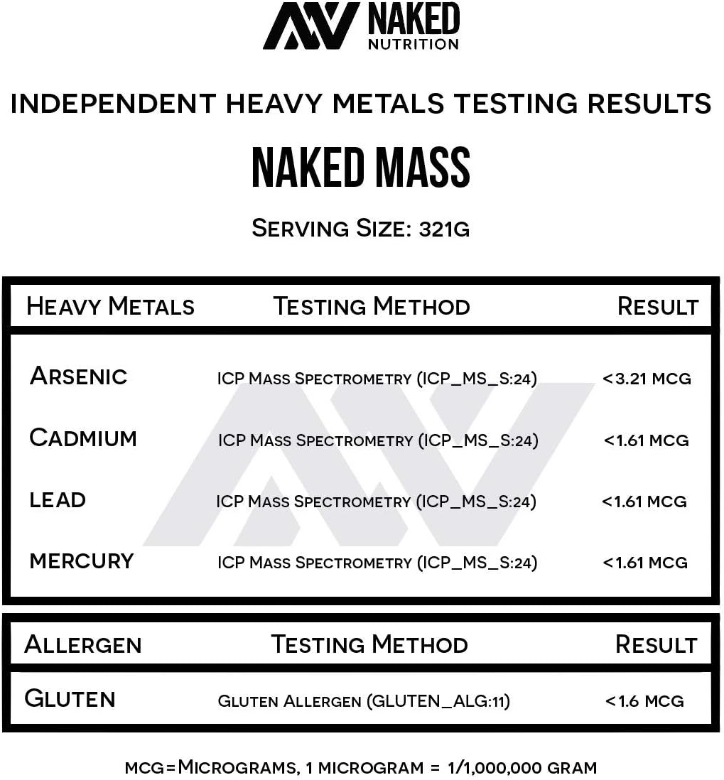 NAKED Mass - Natural Weight Gainer Protein Powder - 8 LB Bulk, GMO Free, Gluten Free & Soy Free. No Artificial Ingredients - 1,250 Calories per Serving : Health & Household