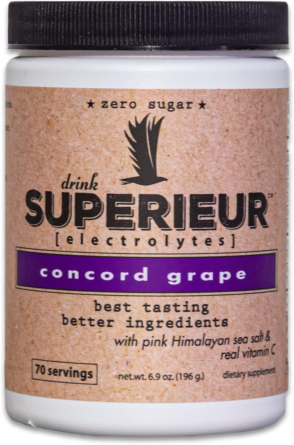 Superieur Electrolytes – Plant Based Electrolyte Supplement W/Sea Minerals For Hydration & Recovery–Keto Friendly, Non-Gmo, Zero Sugar, Vegan Healthy Sports Drink Powder – Concord Grape (70 Servings)