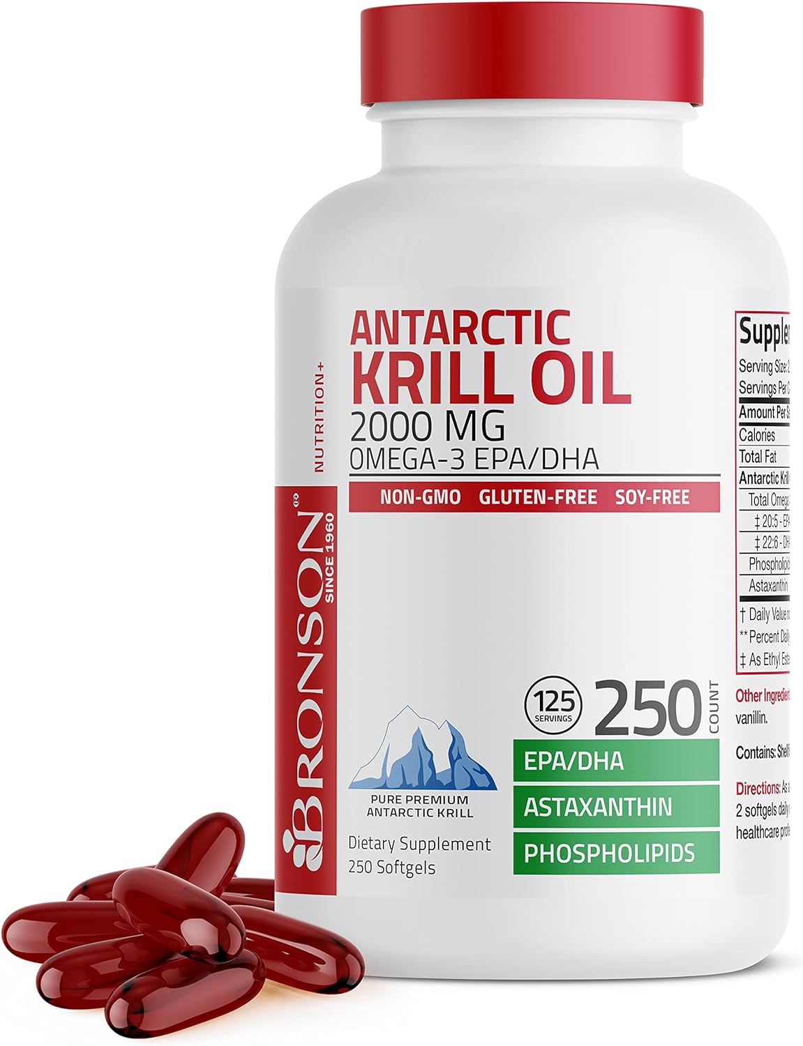 Bronson Antarctic Krill Oil 2000 mg with Omega-3s EPA, DHA, Astaxanthi