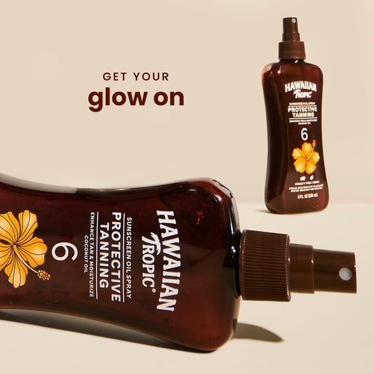 Hawaiian Tropic Island Tanning Oil Spray Sunscreen Spf 6, 8Oz | Tanning Sunscreen, Tanning Oil With Spf, Moisturizing Body Oil, Hawaiian Tropic Oil, Outdoor Tanning Oil, 8Oz Each Twin Pack