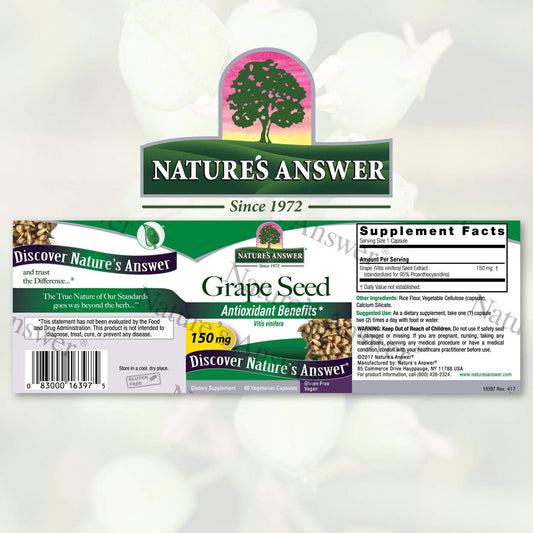 Nature's Answer Grape Seed Vegetarian Capsules, 60-Count | Natural Immune Support | Packed with Antioxidants | Promotes Cognitive Function & Cardiovascular Health