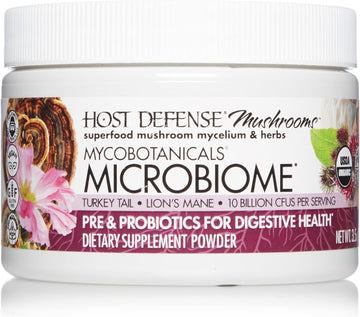 Host Defense, MycoBotanicals Microbiome Powder, Digestive Support with Probiotics, Mushroom Supplement, 3., Plain
