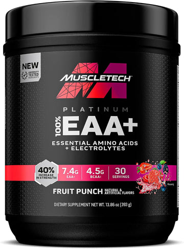 Muscletech | Platinum 100% Eaa+| Essential Amino Acids| Muscle Strength Builder For Men & Women | Workout Supplement | Fruit Punch | 13.8 Oz | 30 Servings