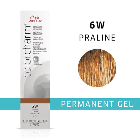 Colorcharm Permanent Gel, Hair Color For Gray Coverage, 6W Praline