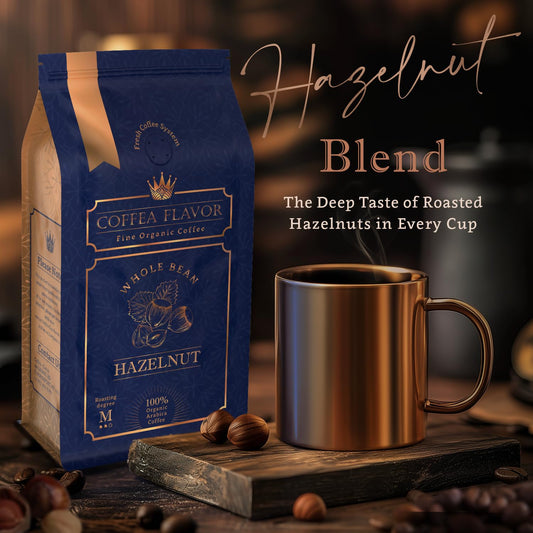 Organic Hazelnut Coffee - Gourmet Flavored Whole Bean Coffee, Medium Roast, Usda Organic, Fair Trade, 100% Arabica, 16 Oz By Coffea Flavor
