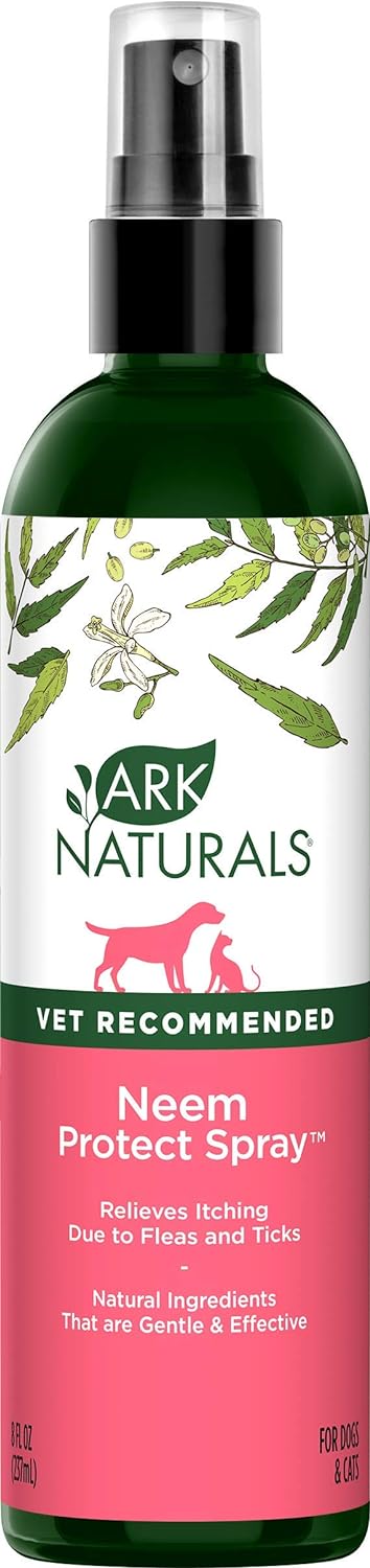 Ark Naturals Neem Protect Spray, Relieves Itching And Irritation On Cats And Dogs, 8Oz Spray Bottle,Whites & Tans