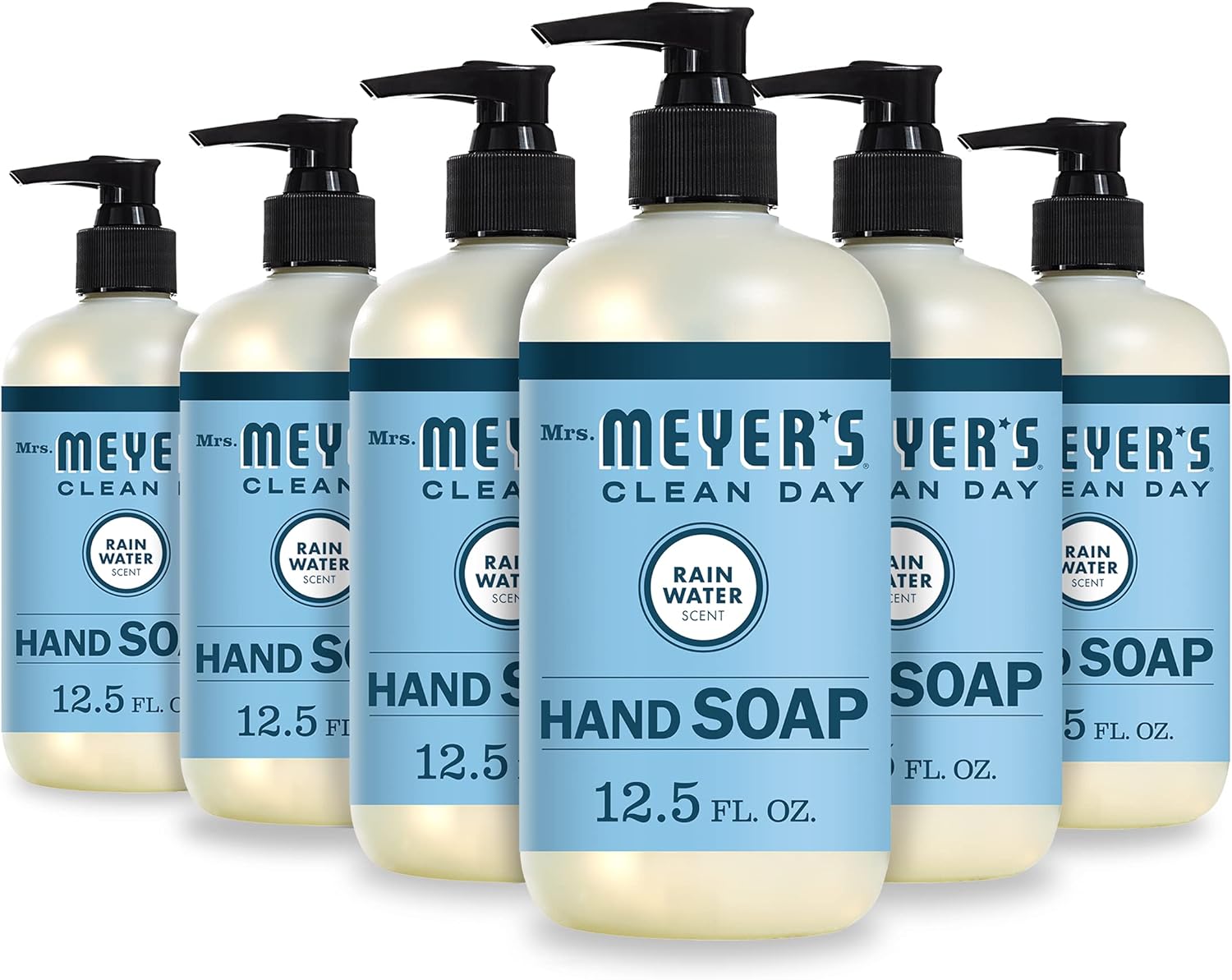 Mrs. Meyer'S Clean Day Hand Soap, Made With Essential Oils, Biodegradable Formula, Rain Water, 12.5 Fl. Oz - Pack Of 6