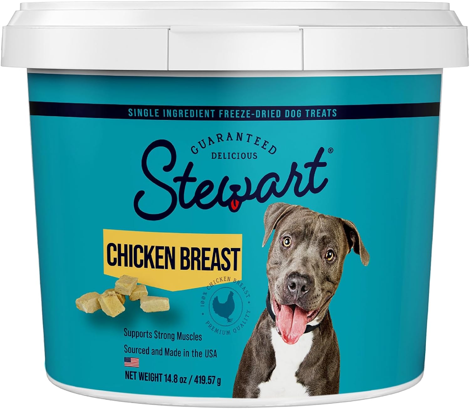 Stewart Freeze Dried Dog Treats, Chicken Breast, 14.8 Oz Grain Free & Gluten Free, Resealable Tub, Single Ingredient, Training Treat In Beef Liver, Salmon, Chicken Liver & Chicken Breast 4, 14, 21 Oz