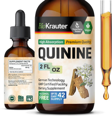 Mauwe Herbs Quinine Leg Cramps Relief Liquid Extract - Cinchona Officinalis Bark Drops - Organic Quinine Tincture - Vegan & Alcohol Free Liquid Supplement 2 Fl.Oz