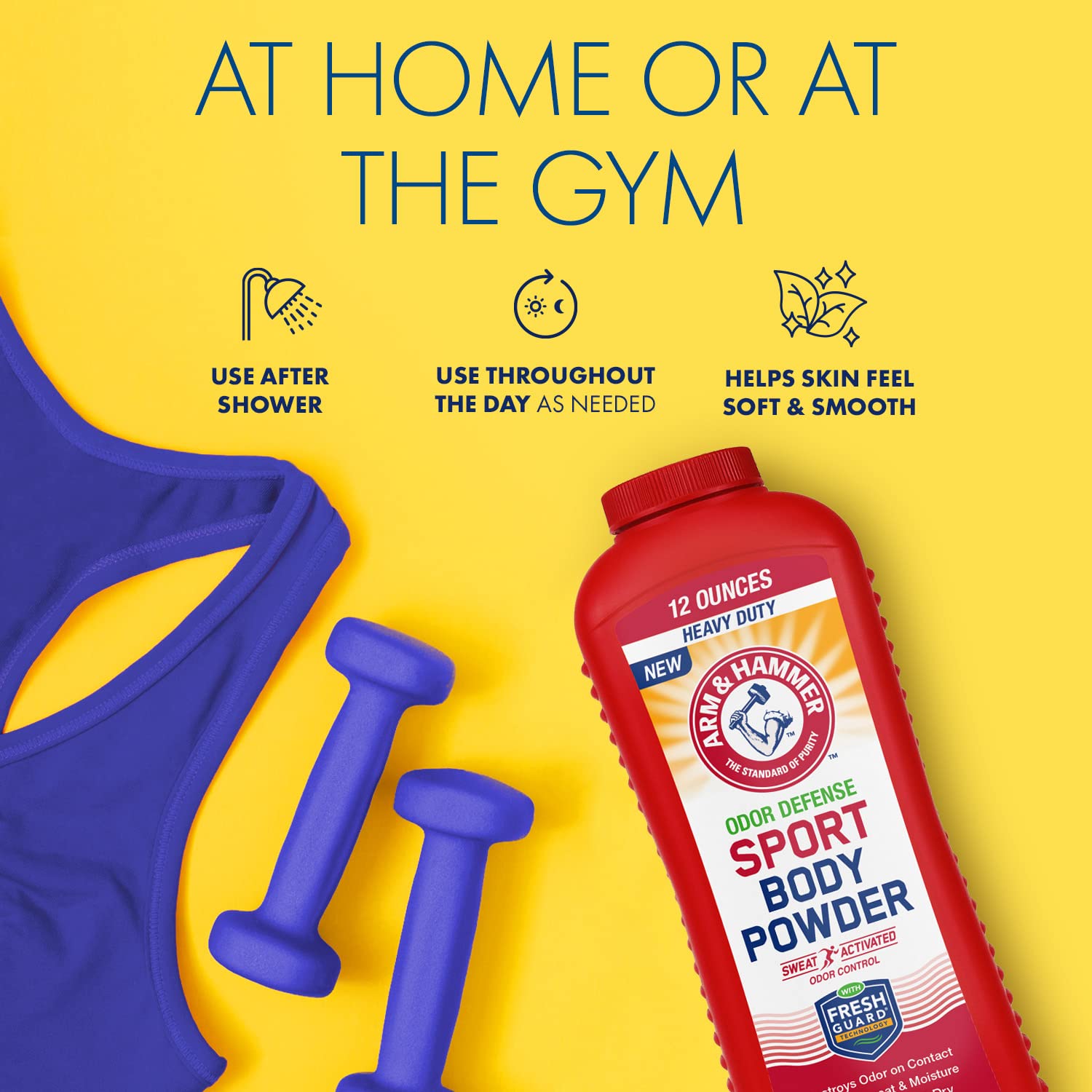 Arm & Hammer Sport Body Powder, Powder for Men and Women, Fresh Feeling, Talc Free, Aluminum Free Odor Defense with Baking Soda : Beauty & Personal Care