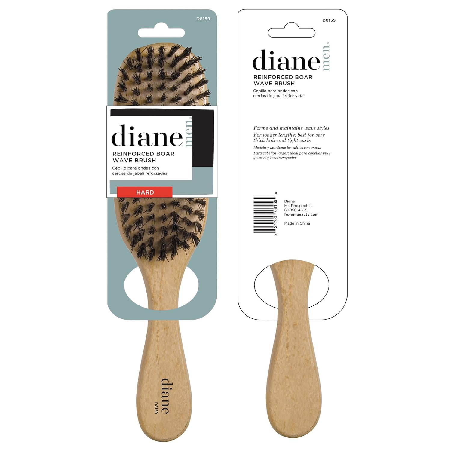 Diane Reinforced Boar Bristle Wave Brush for Men and Barbers – Hard Bristles for Thick to Coarse Hair – Use for Detangling, Smoothing, Wave Styles, Restore Shine and Texture : Hair Brushes : Beauty & Personal Care