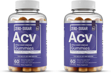 Essential Elements Zero-Sugar Acv Apple Cider Vinegar Gummies From “The Mother” - Naturally-Sourced, Vegan Acv Gummies With Chromium 60 Count (2-Pack)