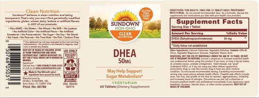 Sundown DHEA 50mg, 60 Tablets (Pack of 3)(Packaging May Vary)