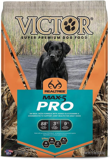 Victor Super Premium Dog Food – Realtree Max-5 Pro Dry Dog Food – 30% Protein, Gluten Free For Active Adult Dogs, 15Lb