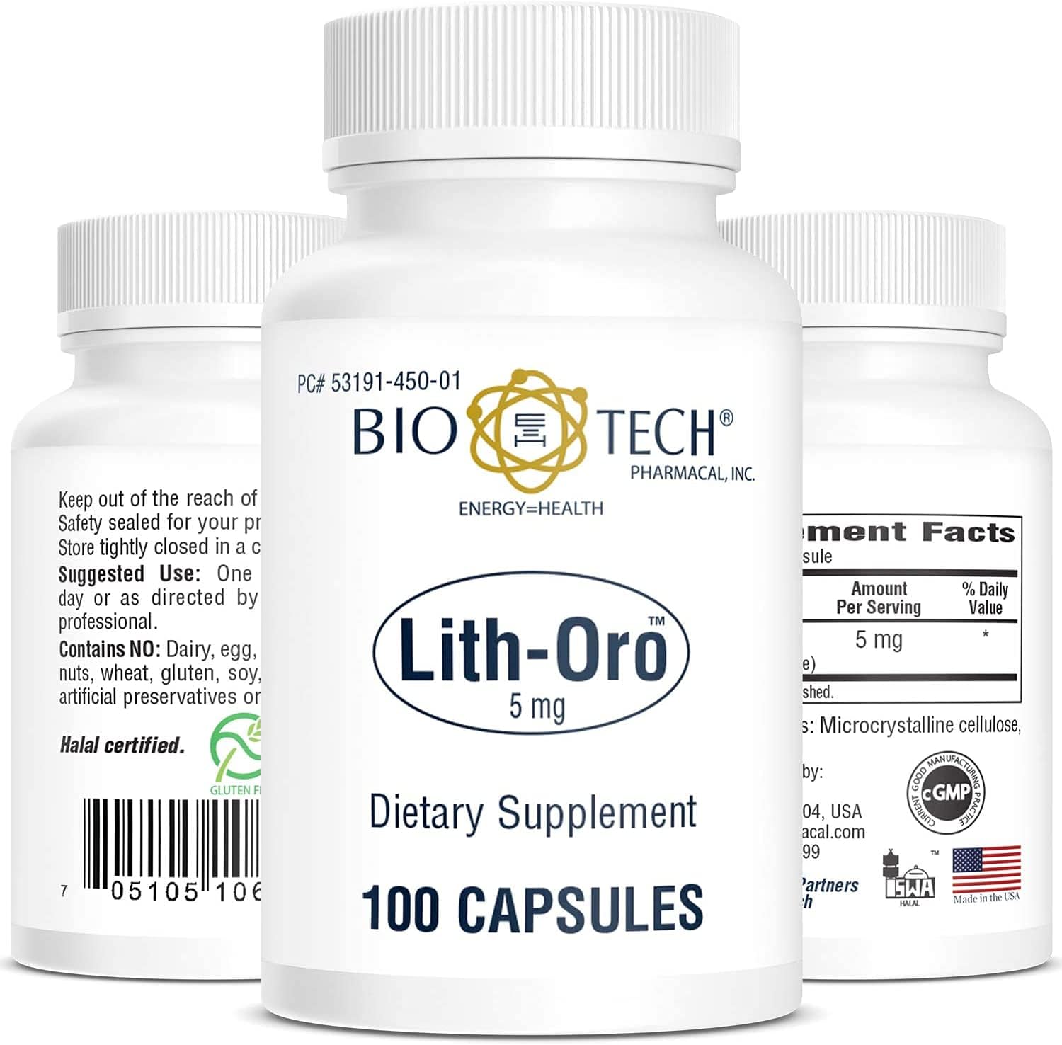 Bio-Tech Pharmacal Lith-Oro Dietary Supplement (5mg, 100 Count)