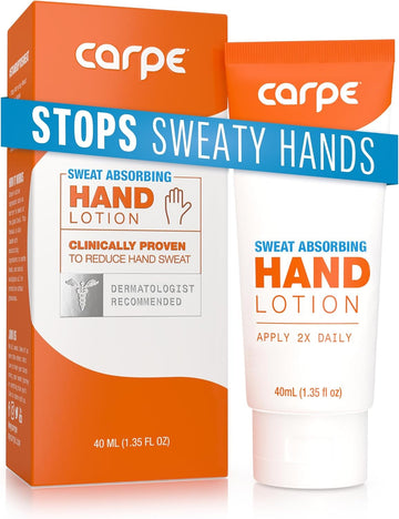 Carpe Sweat Absorbing Antiperspirant Hand Lotion For Sweaty Hands, Help Manage Palmar Hyperhidrosis, Dermatologist Recommended, 1.35 Fl Oz