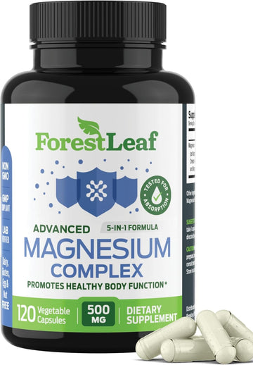 Forestleaf Magnesium Complex 500Mg - Magnesium 500Mg Capsules - Magnesium Supplement 500 Mg - Magnesium For Sleep, Magnesium For Constipation - Magnesium Supplement For Women (120 Ct)