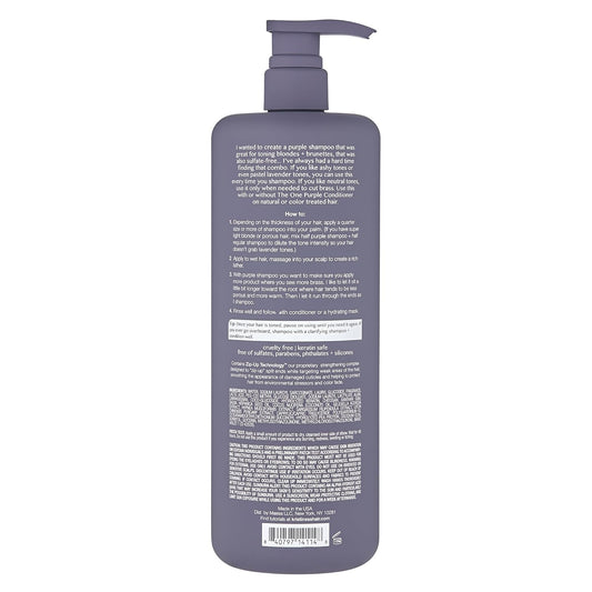 Kristin Ess Hair The One Purple Shampoo - Toning For Blonde Hair, Neutralizes Brass + Yellow Tones, Sulfate Free, 33.8 Fl Oz