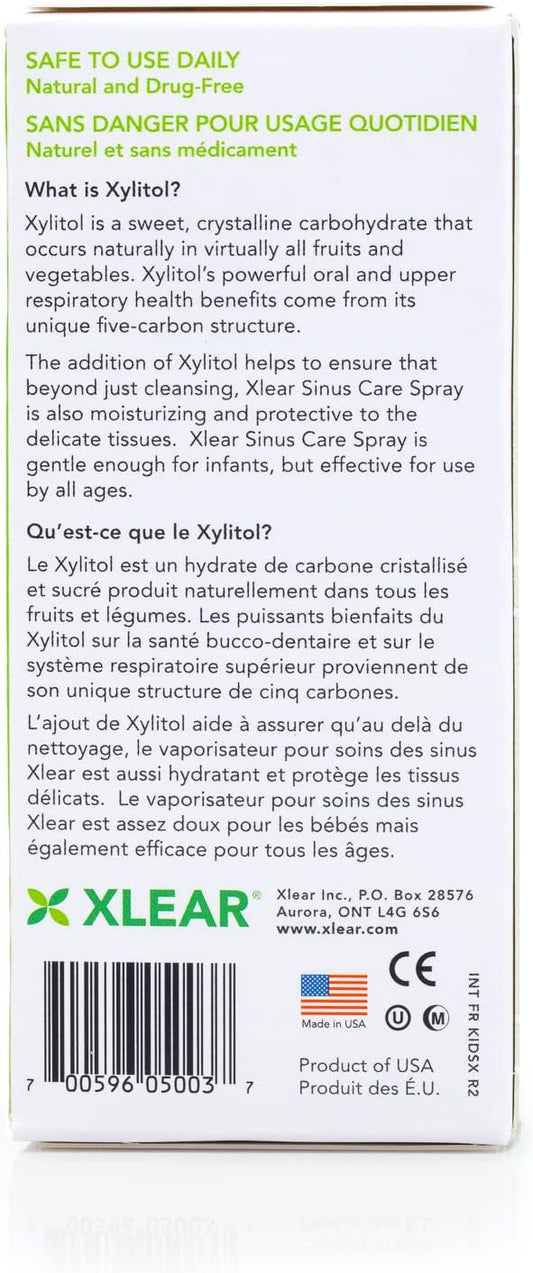 Xlear Kids' Nasal Spray, Natural Saline Nasal Spray for Kids with Xylitol, Daily Nasal Decongestant, Nose Moisturizer, 0.75 fl oz (Pack of 1)