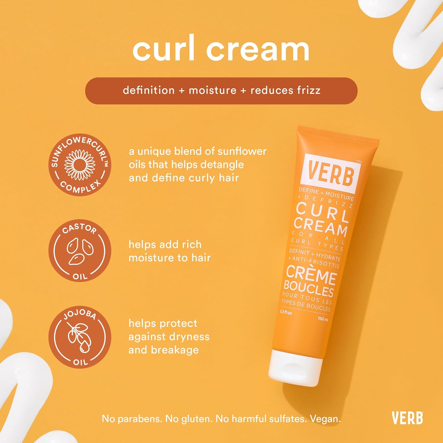 VERB Curl Cream – Vegan Curl Styling Cream – Lightweight Leave In Curl Defining Cream – Anti-Frizz Curl Cream Provides Shape, Softness and Hold – Paraben Free, Sulfate Free Curl Styler, 5.3 fl oz : Beauty & Personal Care