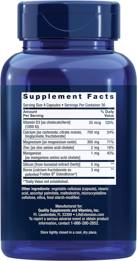 Life Extension Bone Restore – Helps Maintain Healthy Bone Density - Calcium, Vitamin D3, Magnesium, Zinc, Boron And Other Bone-Healthy Minerals - Non-Gmo, Gluten-Free – 120 Capsules