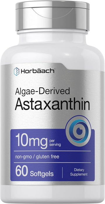 Horbäach Astaxanthin 10mg | 60 Softgels | Algae Derived Formula | Non-GMO, Gluten Free Supplement