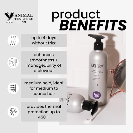 Kenra Smoothing Blowout Lotion 14 | Ultra-Fine Blowout Spray | Up To 4 Days Without Frizz | Enhances Smoothness & Manageability Of A Blowout | Thermal Protection | Medium To Coarse Hair