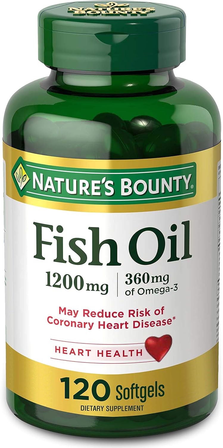 Nature'S Bounty Fish Oil, Dietary Supplement, Omega 3, Supports Heart Health, 1200 Mg, 120 Rapid Release Softgels