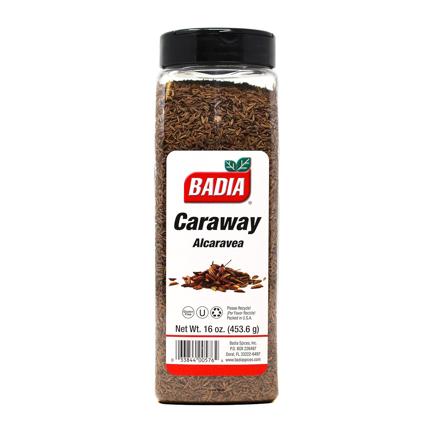 Badia Caraway Seeds, Whole Seed For Cooking, Mild Anise Flavor For Bread, Soups, Stews, 16 Oz