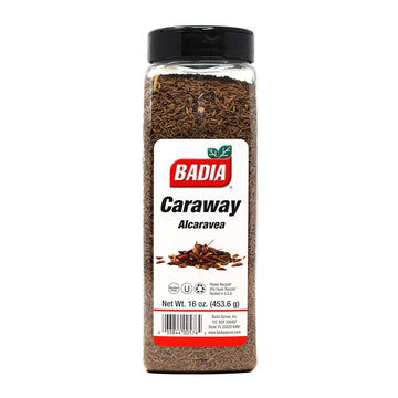 Badia Caraway Seeds, Whole Seed For Cooking, Mild Anise Flavor For Bread, Soups, Stews, 16 Oz