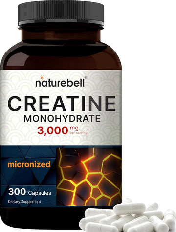 Creatine Monohydrate 3,000Mg Per Serving, 300 Capsules – Micronized – Unflavored Creatine Pills – Support Pre Workout & Healthy Muscle – Easily Absorbed, Easy To Swallow (50 Servings)