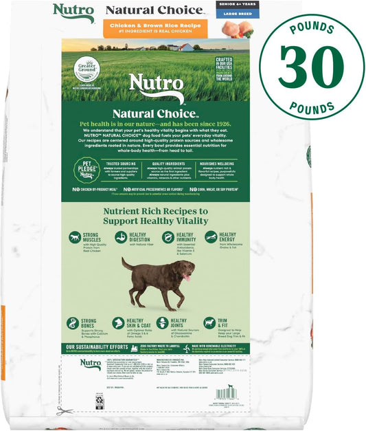 Nutro Natural Choice Large Breed Senior Dry Dog Food, Chicken & Brown Rice Recipe Dog Kibble, 30 Lb. Bag