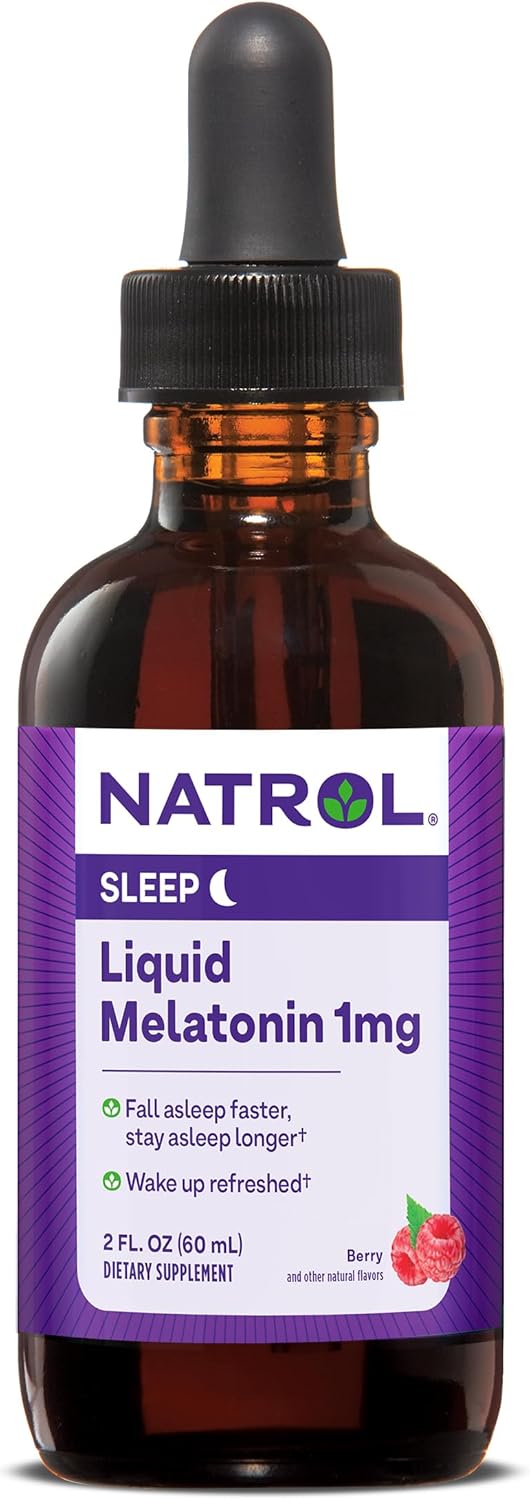 Natrol Sleep Liquid Melatonin 1Mg, Liquid Sleep Aid For Adults, Berry-Flavored Nighttime Sleep Aid, 2 Fl Oz, 15 Servings