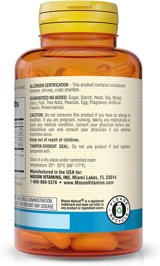 Mason Natural Glucosamine Chondroitin Plus Vitamin D3 - Supports Joint And Bone Health, Improved Mobility And Flexibility, 160 Capsules