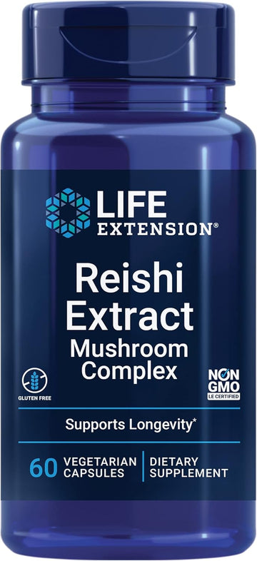 Life Extension Reishi Extract Mushroom Complex - Mushrooms Herbal Supplement For Immune Support – Ganoderma Lucidum Extract - Gluten-Free, Non-Gmo, Vegetarian – 60 Capsules