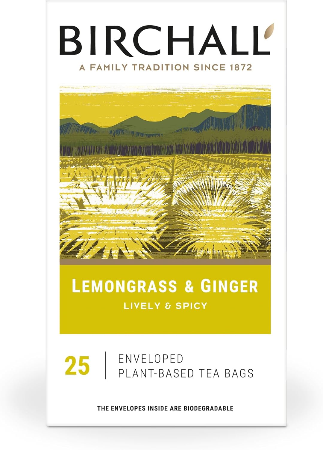 Birchall Tea Bags, Lemongrass & Ginger Tea Gift Set, Experience The Bright And Spicy Flavors Of Lemongrass & Ginger Tea, 6 Boxes Of 25 Enveloped Plant-Based Tea Bags