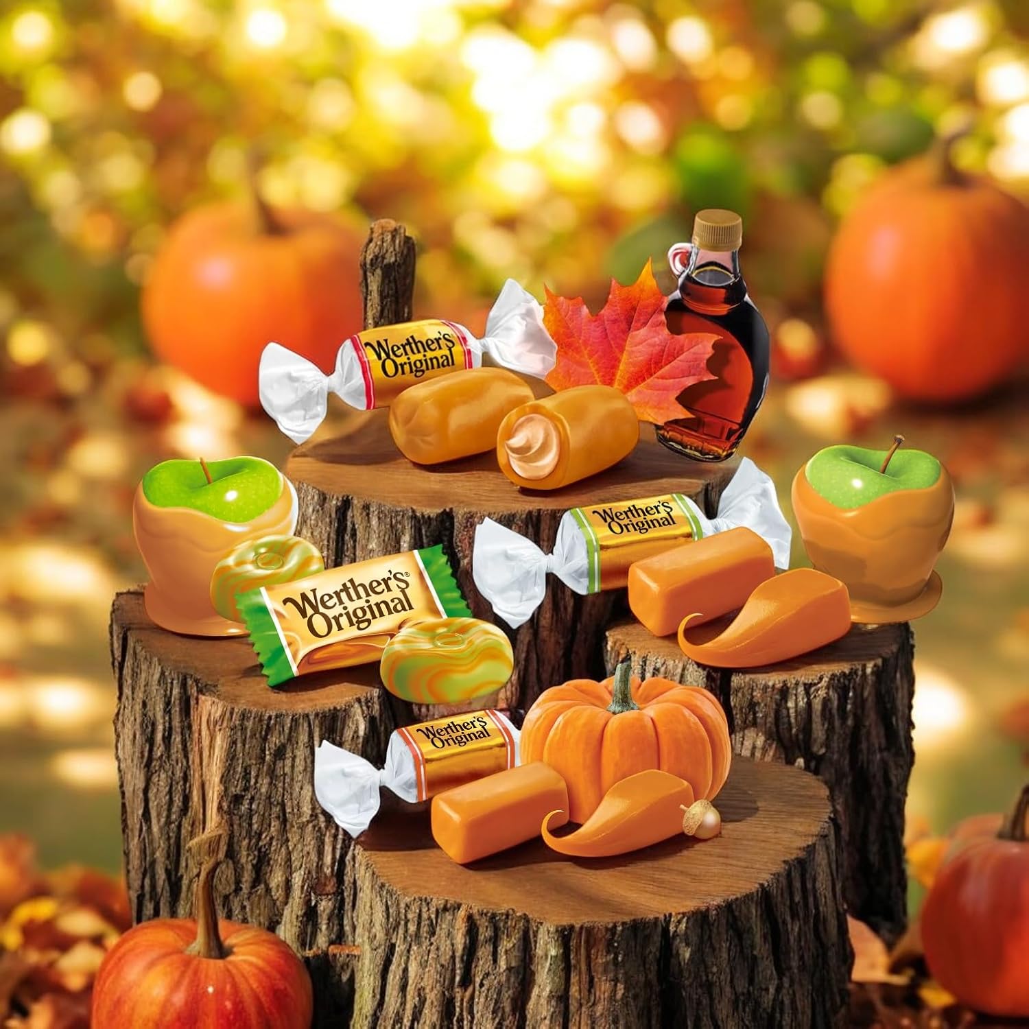Assortit X Werther'S Collab Original Harvest Caramel Apple Soft & Creamy Candy 1-Lb Bulk Limited Edition Individually Wrapped Fall Treats Perfect For Holidays & Everyday Snacking