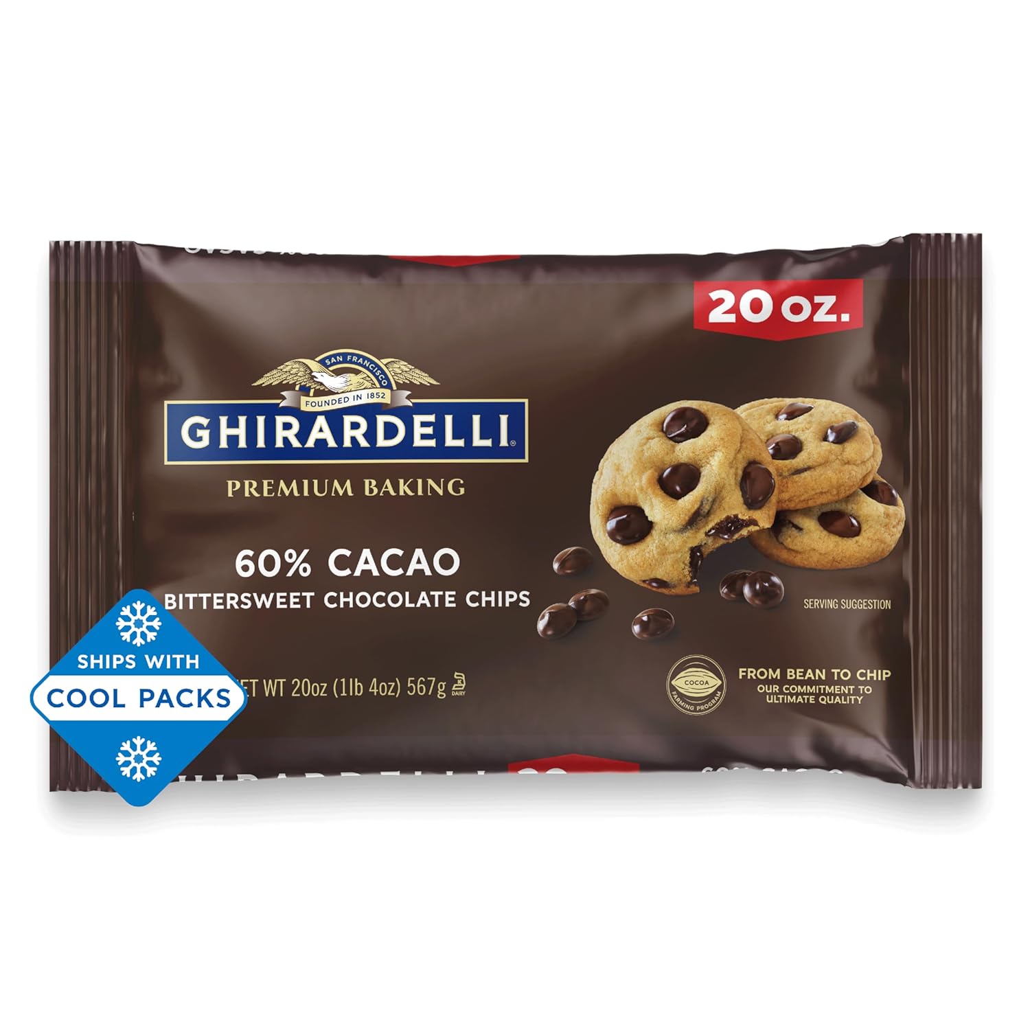 Ghirardelli 60% Cacao Bittersweet Chocolate Premium Baking Chips, 20 Oz Bag (Pack Of 3)