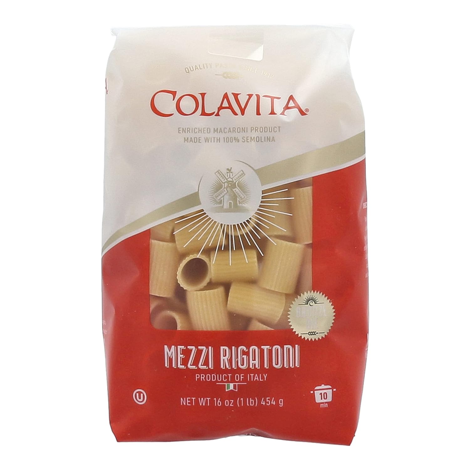 Colavita Pasta - Mezzi Rigatoni, 1 Pound - Pack of 20